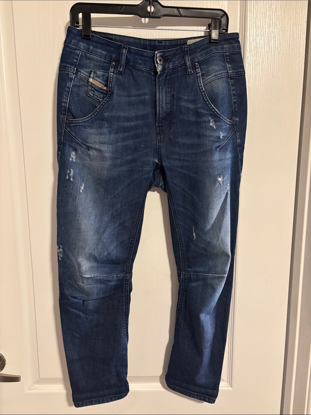 Diesel Industry Fayze Women's Boyfriend Jeans in Dark Blue with Distressed
